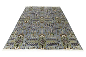 Gray Floral Tribal 9X12 Oriental Rug