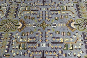 Gray Floral Tribal 9X12 Oriental Rug
