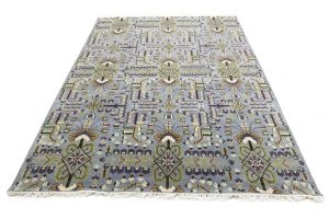 Gray Floral Tribal 9X12 Oriental Rug