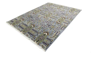 Gray Floral Tribal 9X12 Oriental Rug