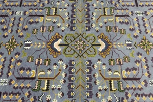 Gray Floral Tribal 9X12 Oriental Rug