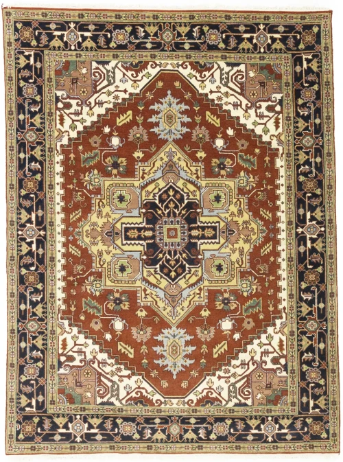 Rusty Red Geometric 9X12 Heriz Serapi Oriental Rug