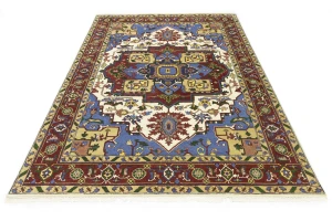 Blue Geometric 9X12 Heriz Serapi Oriental Rug