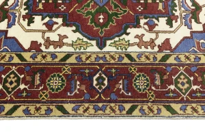 Blue Geometric 9X12 Heriz Serapi Oriental Rug