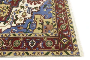 Blue Geometric 9X12 Heriz Serapi Oriental Rug