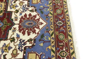Blue Geometric 9X12 Heriz Serapi Oriental Rug