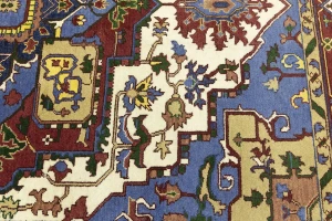 Blue Geometric 9X12 Heriz Serapi Oriental Rug