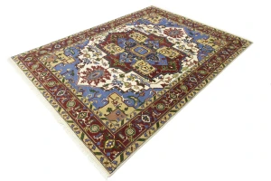 Blue Geometric 9X12 Heriz Serapi Oriental Rug