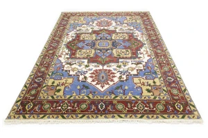 Blue Geometric 9X12 Heriz Serapi Oriental Rug
