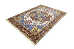 Blue Geometric 9X12 Heriz Serapi Oriental Rug