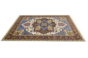 Blue Geometric 9X12 Heriz Serapi Oriental Rug