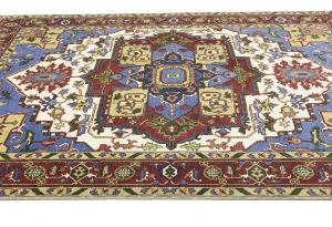 Blue Geometric 9X12 Heriz Serapi Oriental Rug