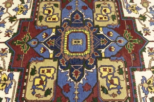 Blue Geometric 9X12 Heriz Serapi Oriental Rug