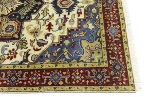 Cream Geometric 6X9 Heriz Serapi Oriental Rug