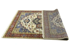 Cream Geometric 6X9 Heriz Serapi Oriental Rug