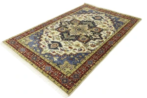 Cream Geometric 6X9 Heriz Serapi Oriental Rug