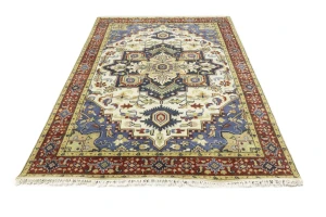 Cream Geometric 6X9 Heriz Serapi Oriental Rug