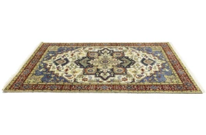 Cream Geometric 6X9 Heriz Serapi Oriental Rug