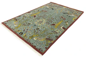 Blue-gray Pictorial Tribal 6X9 Chobi Oriental Rug
