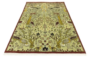 Greenish Beige Pictorial Tribal 6X9 Chobi Oriental Rug