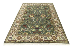 Green Floral Traditional 6X9 Chobi Oriental Rug