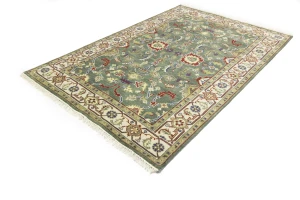 Green Floral Traditional 6X9 Chobi Oriental Rug