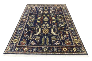 Dark Navy Floral 6X9 Indo-Mahal Oriental Rug