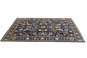 Dark Navy Floral 6X9 Indo-Mahal Oriental Rug