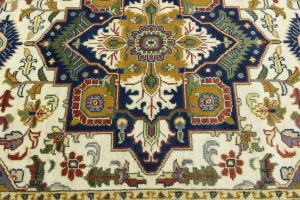 Cream Geometric 6X9 Heriz Serapi Oriental Rug