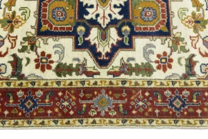 Cream Geometric 6X9 Heriz Serapi Oriental Rug