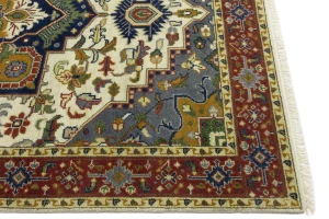 Cream Geometric 6X9 Heriz Serapi Oriental Rug