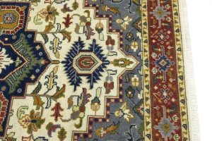 Cream Geometric 6X9 Heriz Serapi Oriental Rug