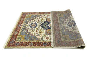 Cream Geometric 6X9 Heriz Serapi Oriental Rug