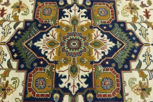 Cream Geometric 6X9 Heriz Serapi Oriental Rug