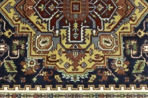 Dark Navy Geometric 6X9 Heriz Serapi Oriental Rug