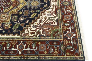Dark Navy Geometric 6X9 Heriz Serapi Oriental Rug