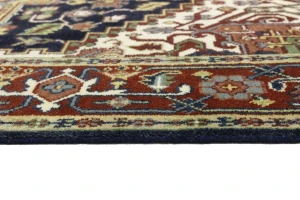 Dark Navy Geometric 6X9 Heriz Serapi Oriental Rug