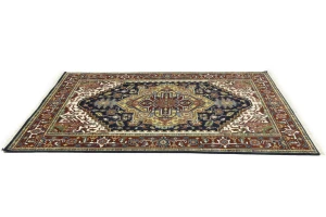 Dark Navy Geometric 6X9 Heriz Serapi Oriental Rug