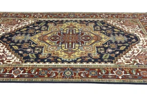 Dark Navy Geometric 6X9 Heriz Serapi Oriental Rug