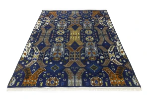 Blue Tribal Geometric 8X10 Oriental Rug