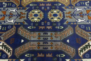 Blue Tribal Geometric 8X10 Oriental Rug