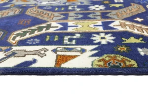 Blue Tribal Geometric 8X10 Oriental Rug