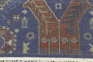 Blue Tribal Geometric 8X10 Oriental Rug