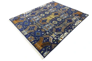 Blue Tribal Geometric 8X10 Oriental Rug