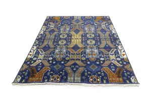 Blue Tribal Geometric 8X10 Oriental Rug