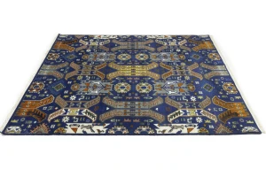 Blue Tribal Geometric 8X10 Oriental Rug