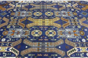 Blue Tribal Geometric 8X10 Oriental Rug