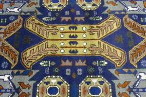 Blue Tribal Geometric 8X10 Oriental Rug