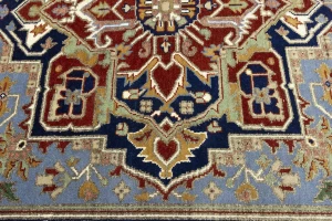 Light Blue Floral 9X12 Heriz Serapi Oriental Rug