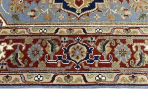 Light Blue Floral 9X12 Heriz Serapi Oriental Rug